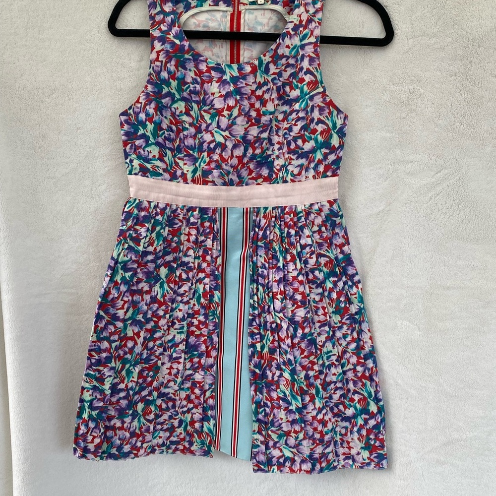 Suno Womens Multicolor Floral Print Sleeveless Fit And Flare Dress Size 0